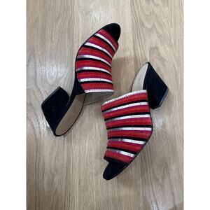 Botkier Posie Multicolored Striped Suede and Metallic Heeled Mules Size 10